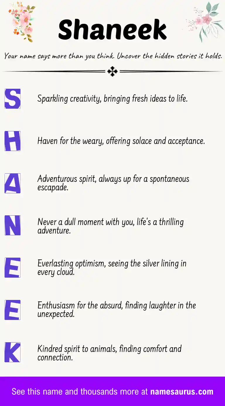 Acrostic poem about Shaneek.