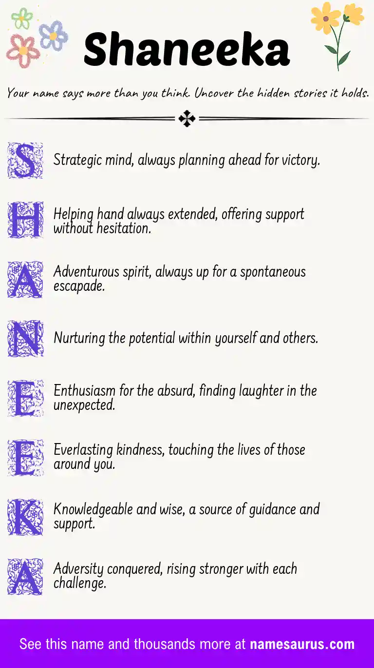 Acrostic poem about Shaneeka.