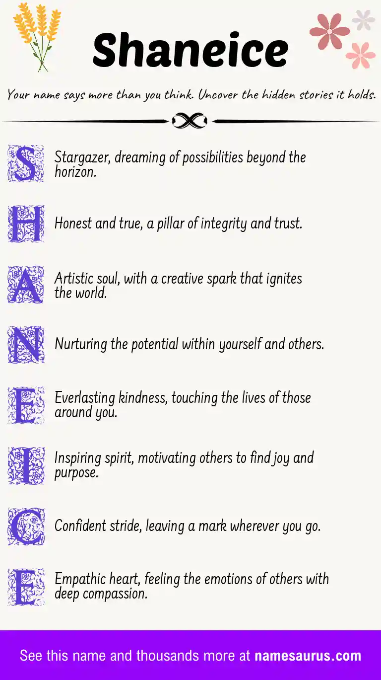 Acrostic poem about Shaneice.