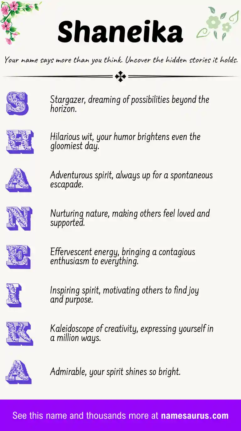Acrostic poem about Shaneika.