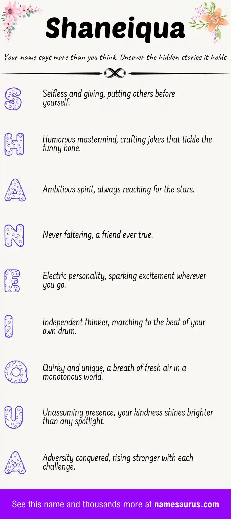 Acrostic poem about Shaneiqua.