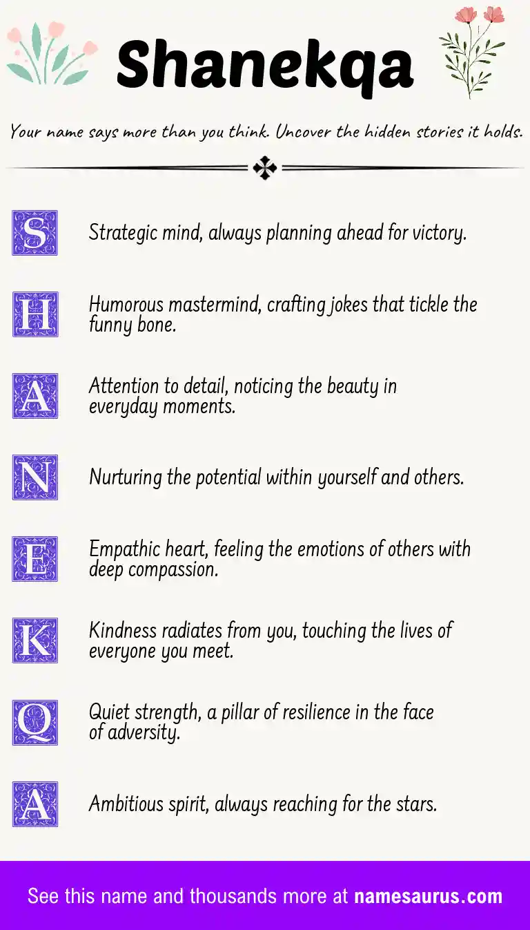 Acrostic poem about Shanekqa.