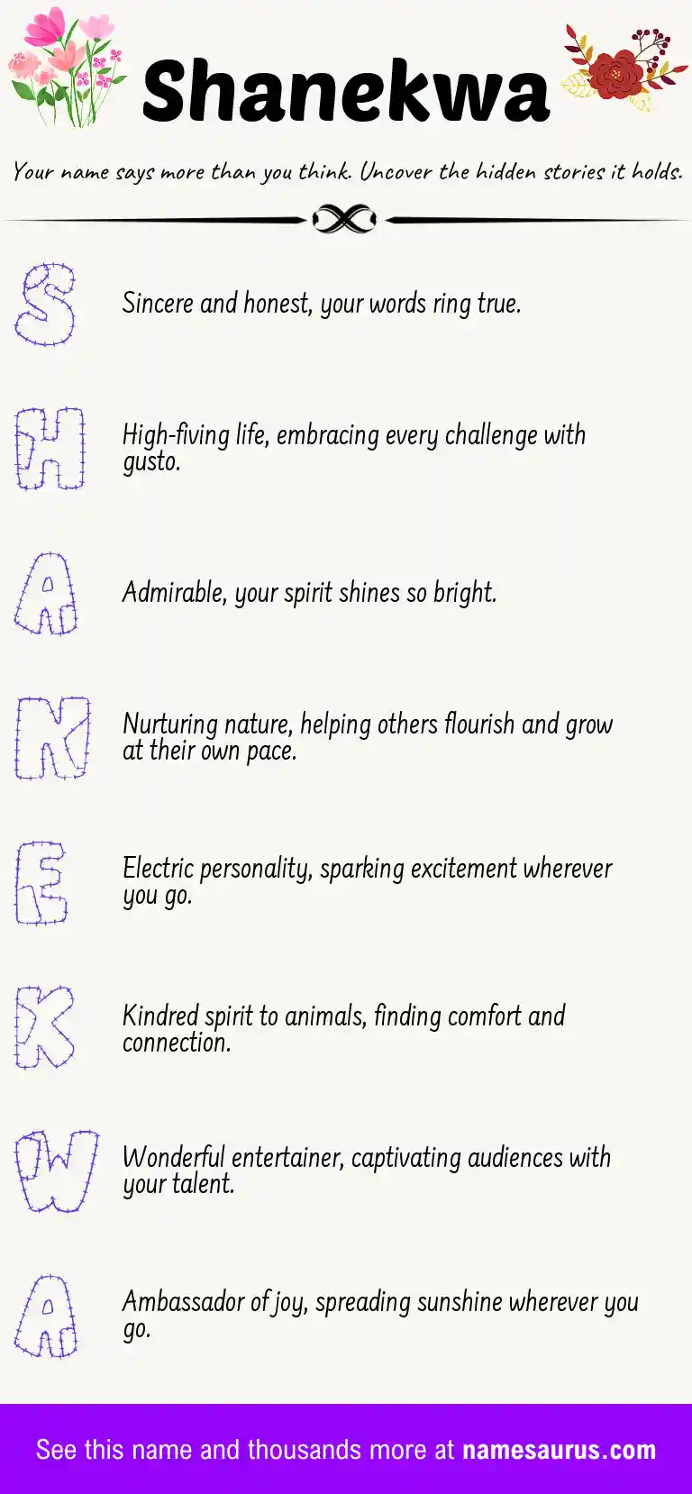 Acrostic poem about Shanekwa.