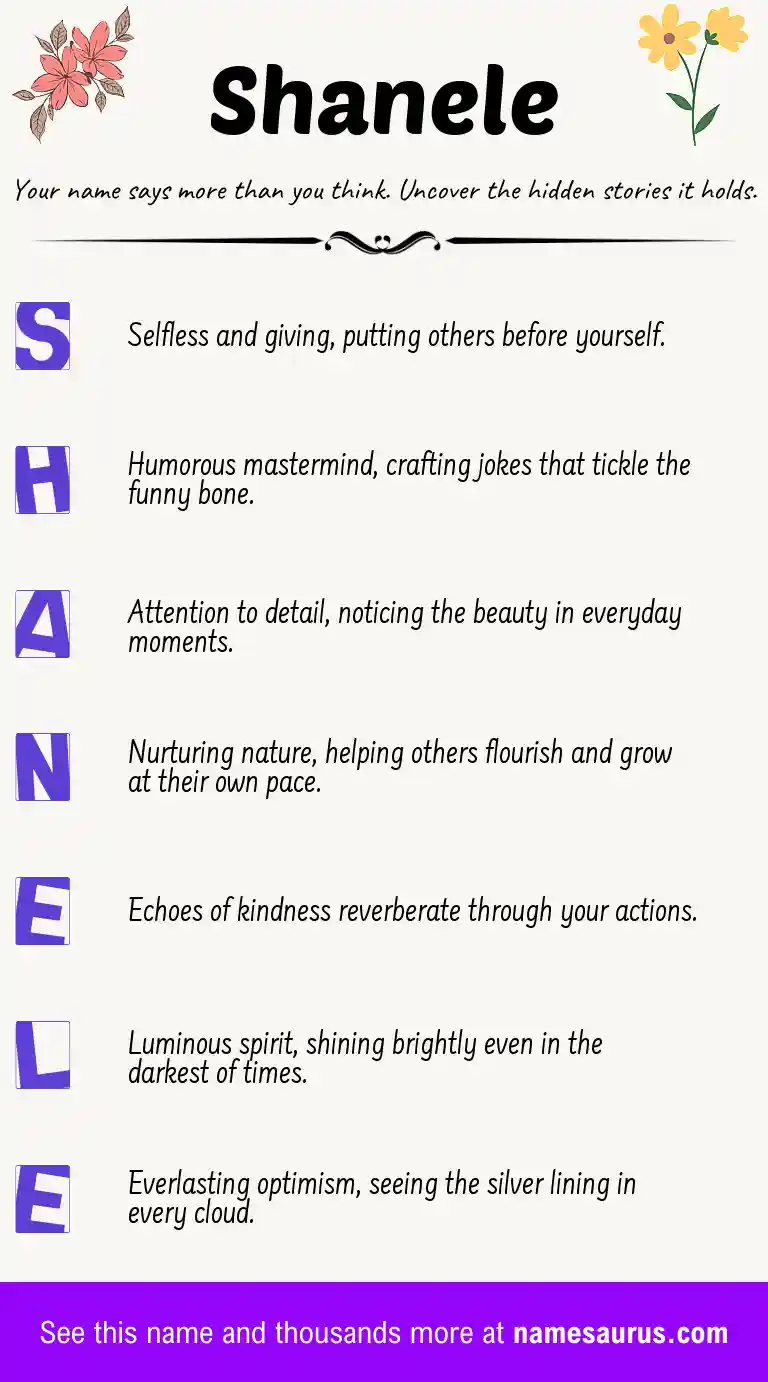 Acrostic poem about Shanele.
