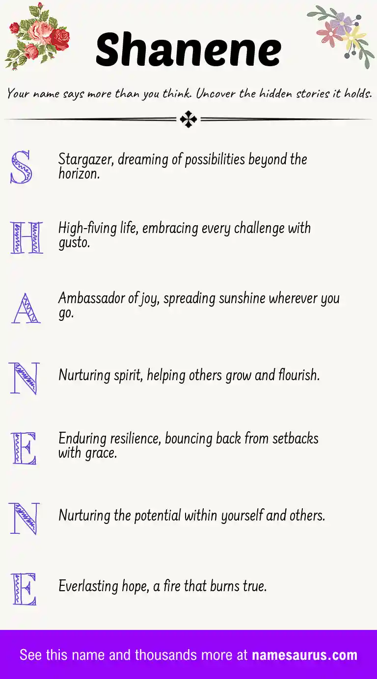 Acrostic poem about Shanene.