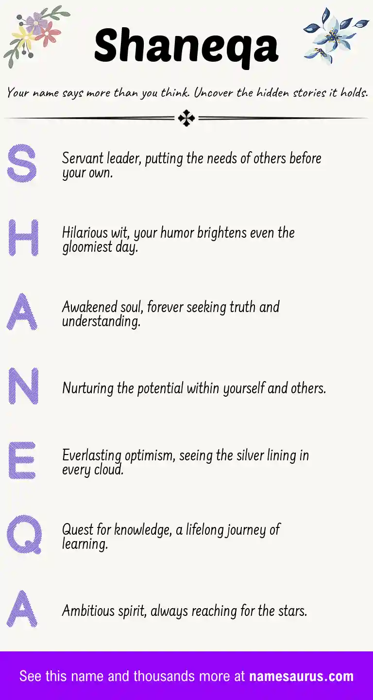 Acrostic poem about Shaneqa.