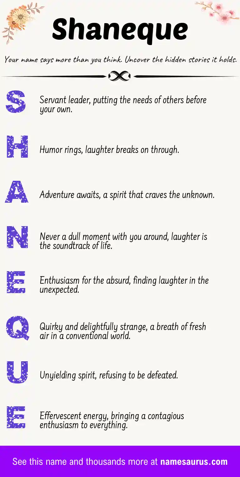 Acrostic poem about Shaneque.