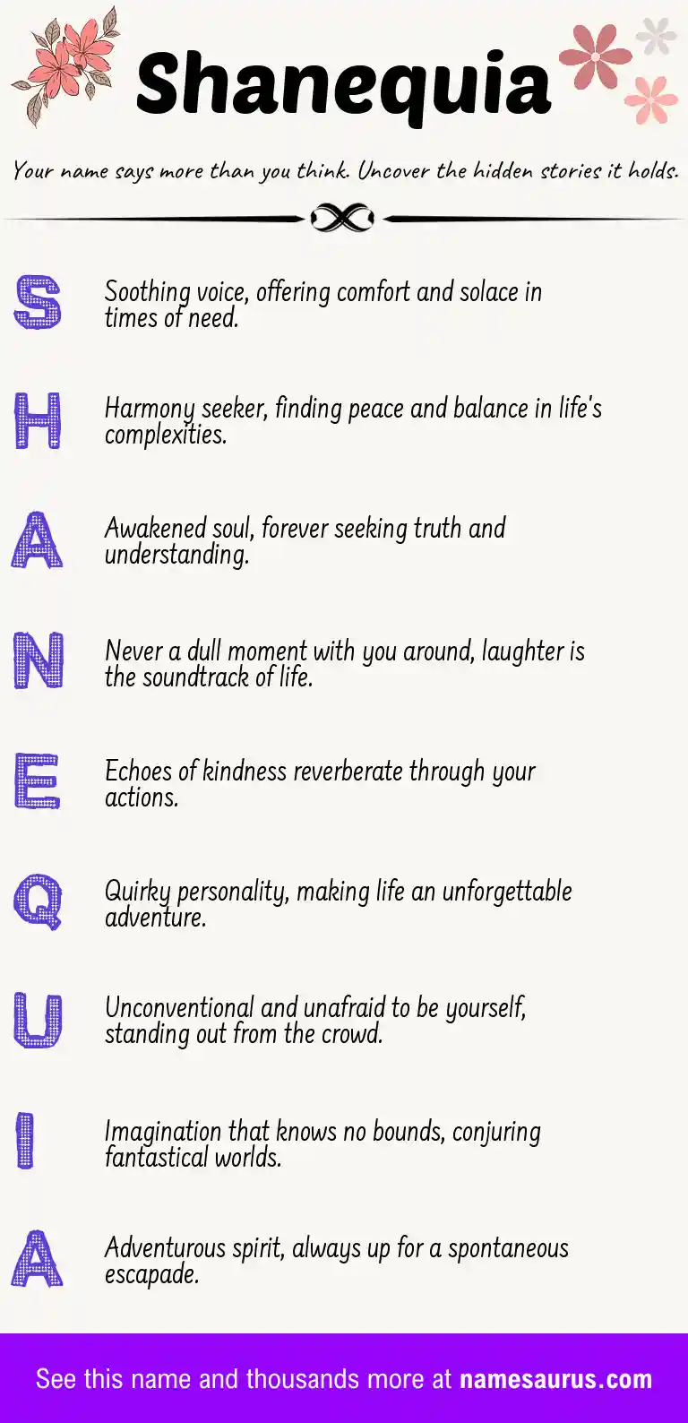 Acrostic poem about Shanequia.