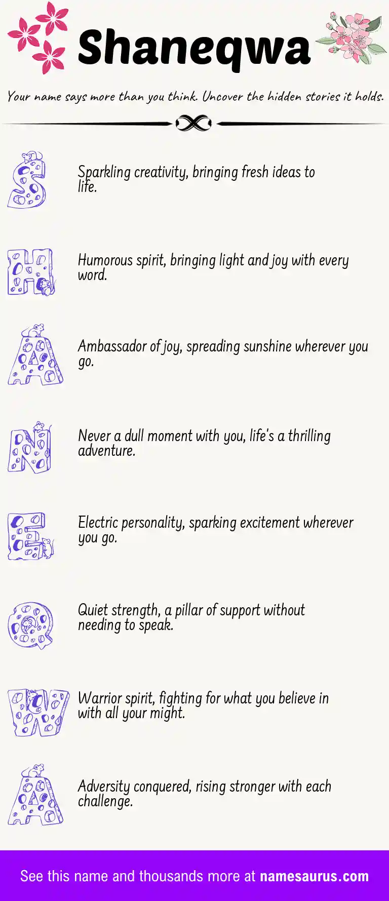 Acrostic poem about Shaneqwa.