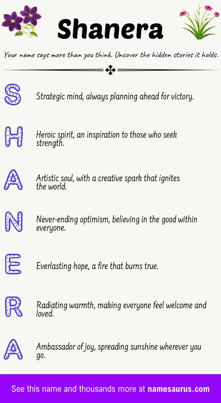 Acrostic poem about Shanera.