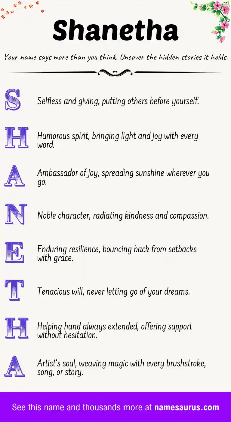Acrostic poem about Shanetha.