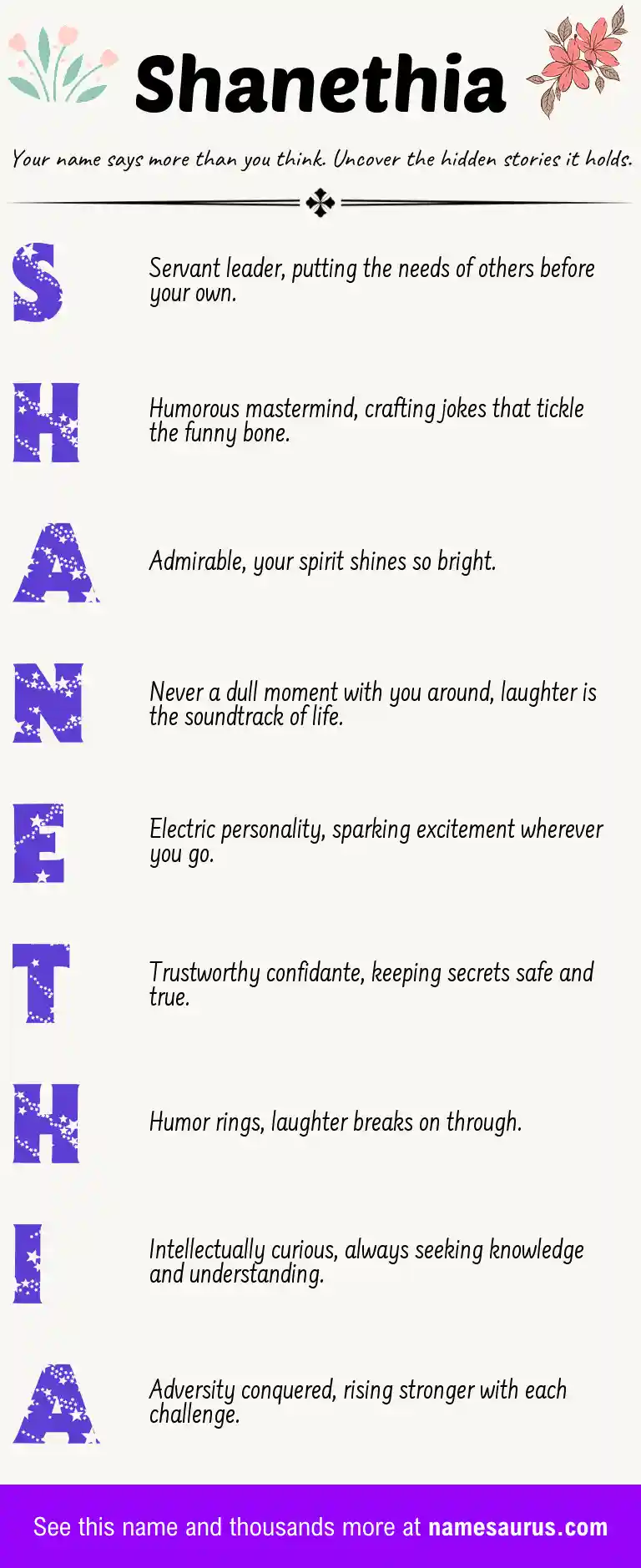 Acrostic poem about Shanethia.