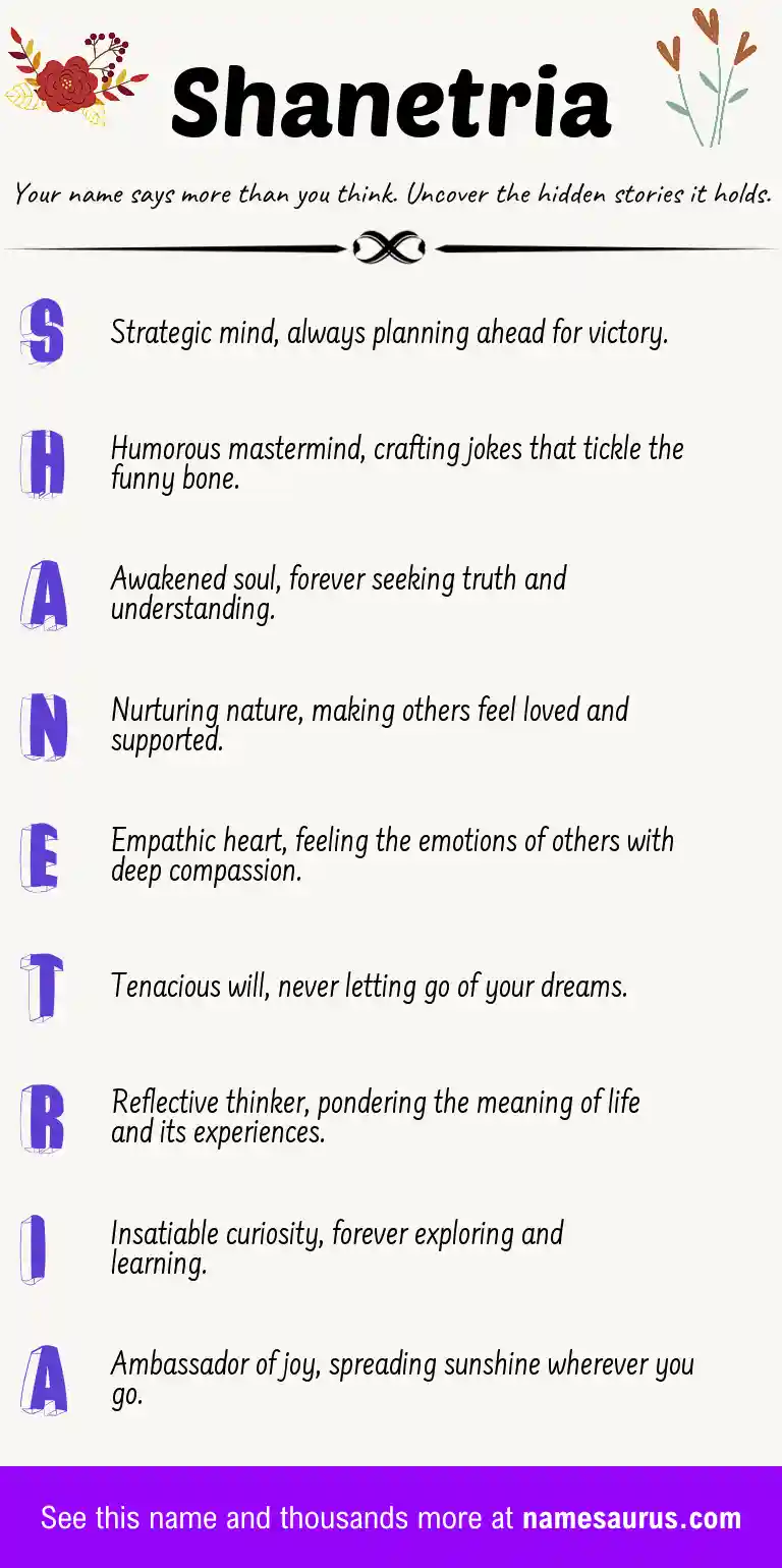 Acrostic poem about Shanetria.