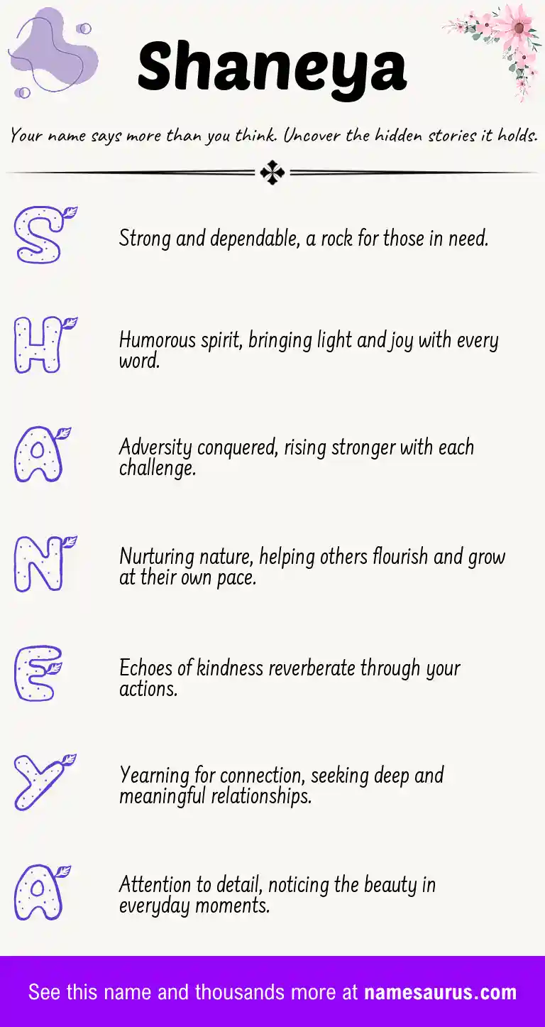 Acrostic poem about Shaneya.