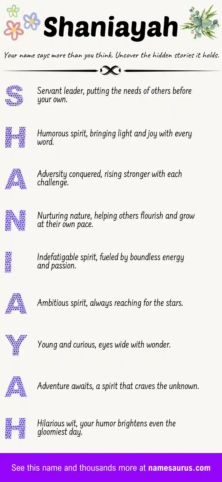 Acrostic poem about Shaniayah.