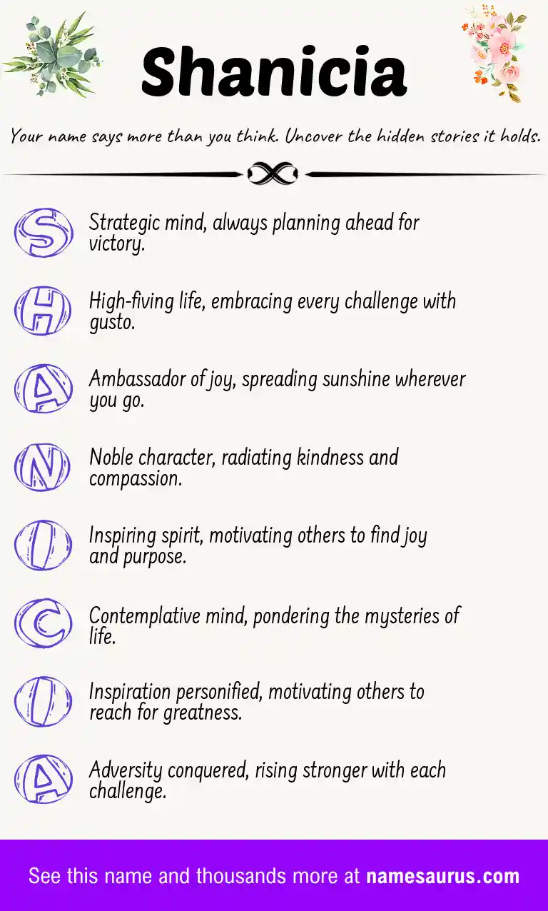 Acrostic poem about Shanicia.
