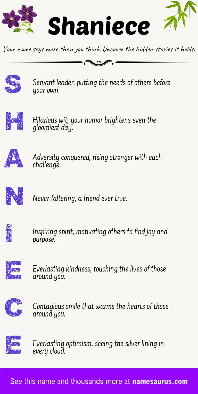 Acrostic poem about Shaniece.