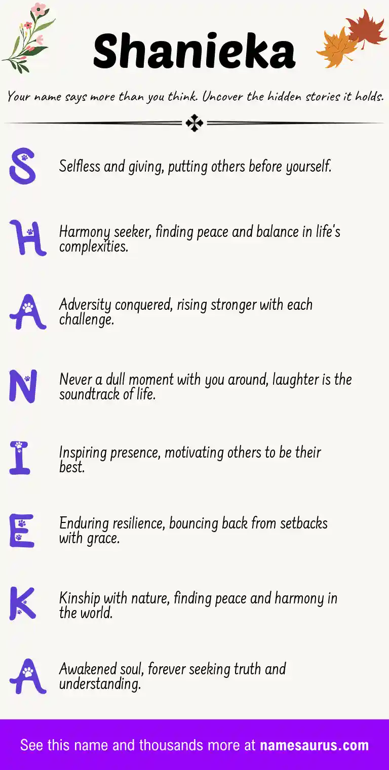Acrostic poem about Shanieka.
