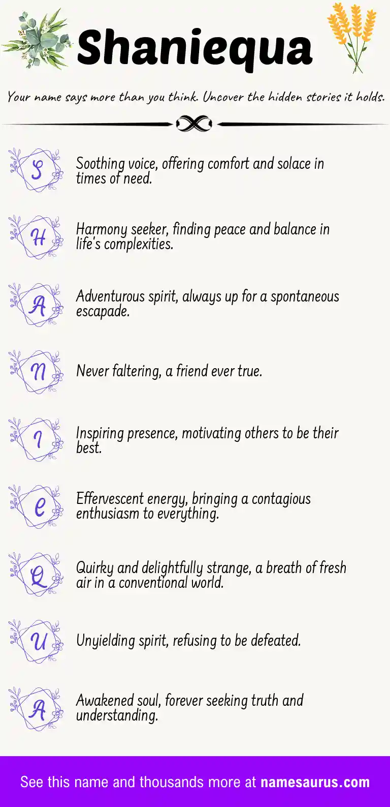Acrostic poem about Shaniequa.