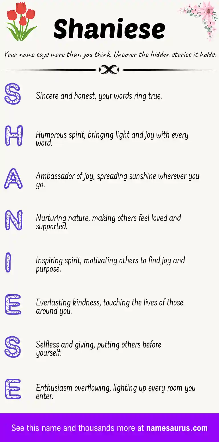Acrostic poem about Shaniese.