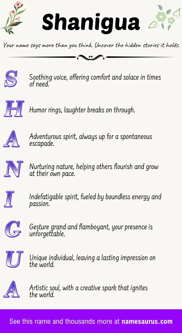 Acrostic poem about Shanigua.