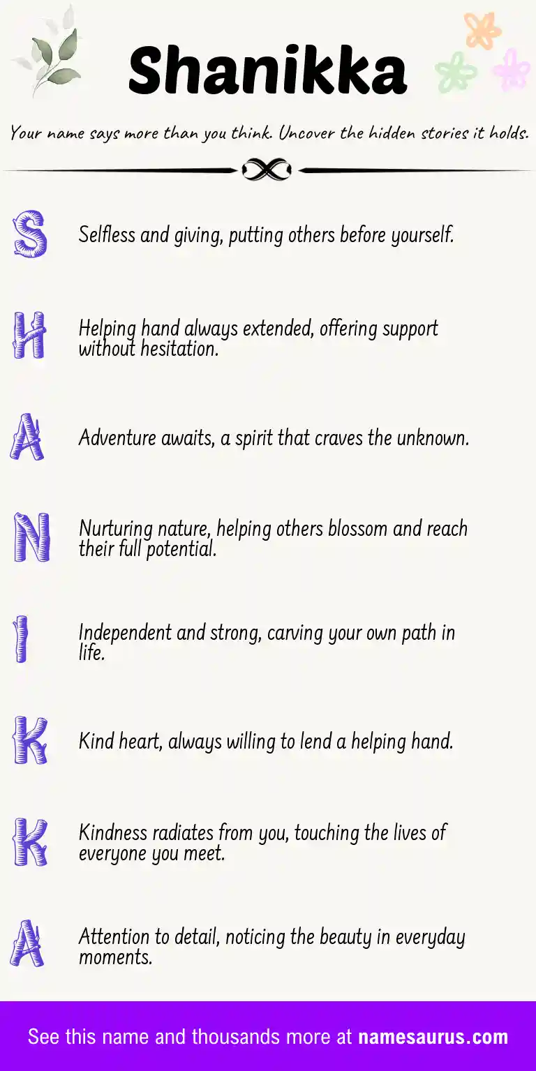 Acrostic poem about Shanikka.