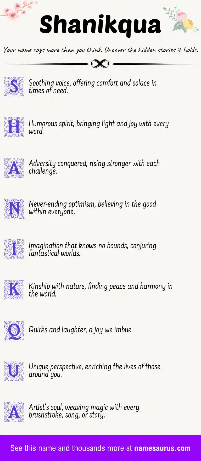 Acrostic poem about Shanikqua.