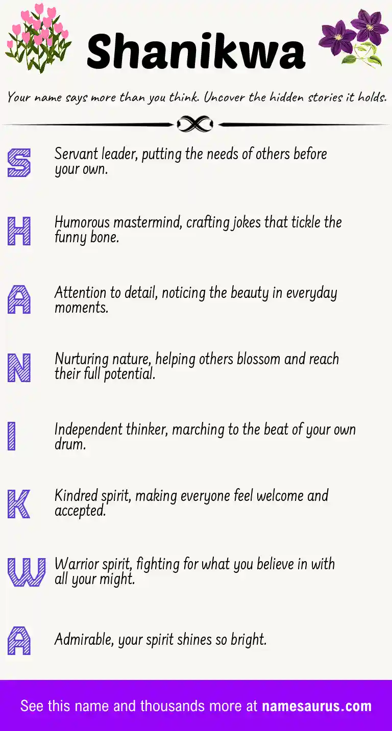 Acrostic poem about Shanikwa.