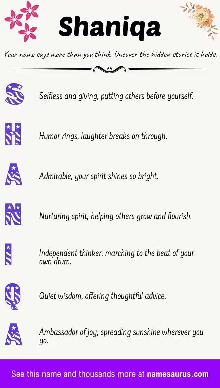 Acrostic poem about Shaniqa.