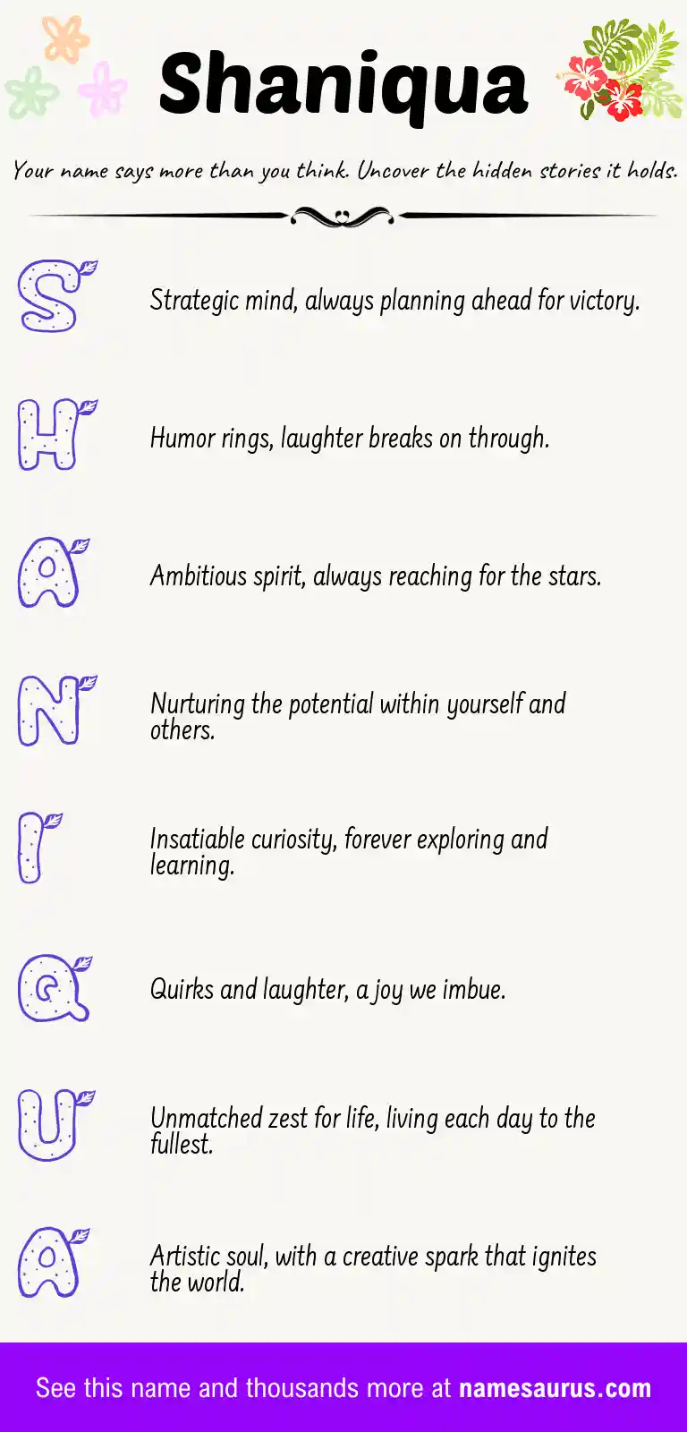 Acrostic poem about Shaniqua.