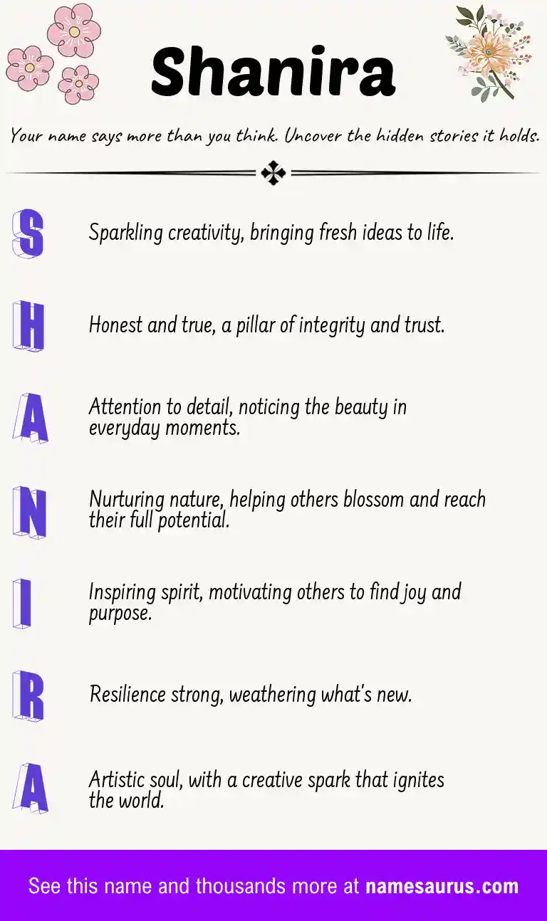 Acrostic poem about Shanira.