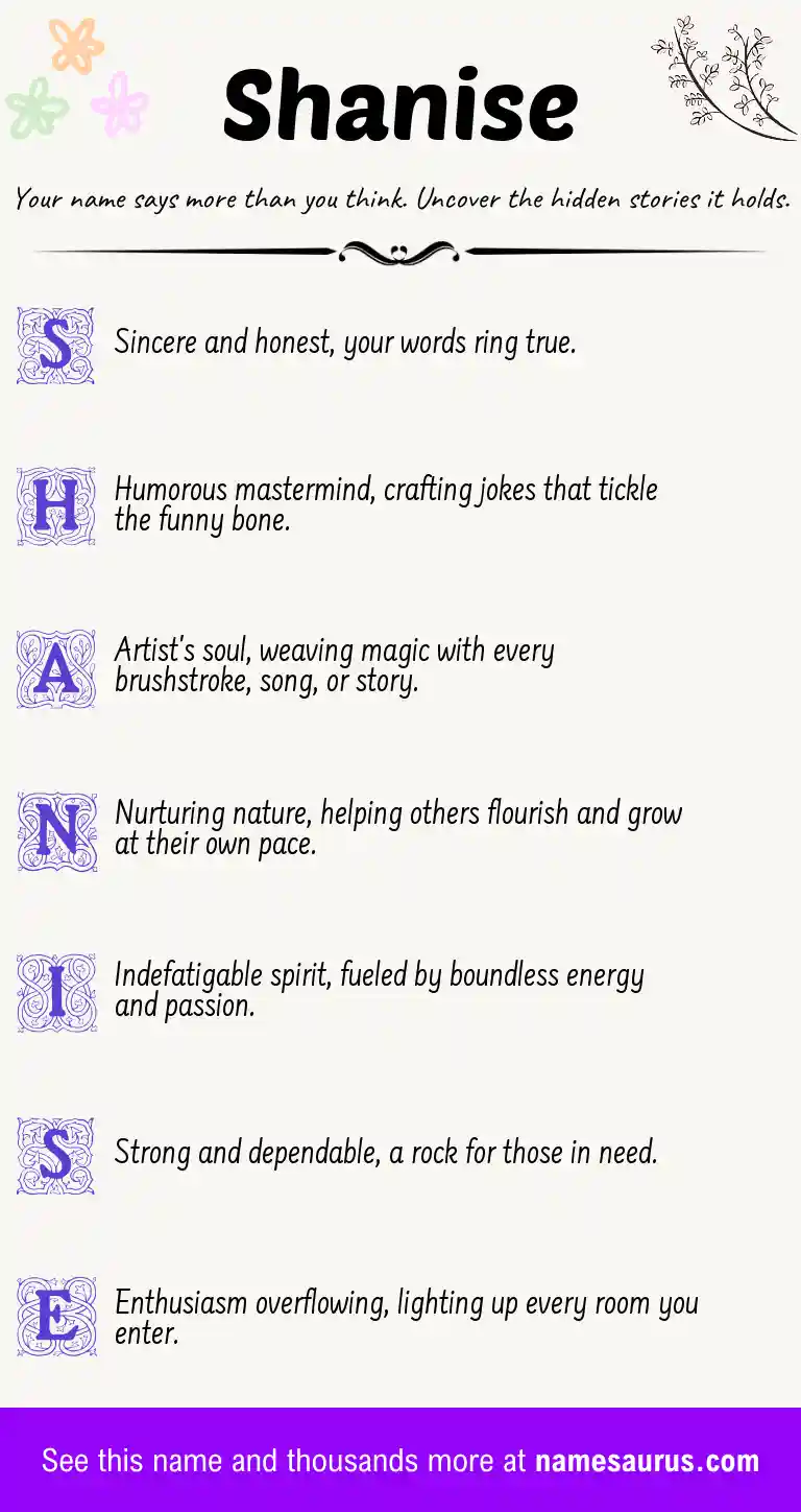 Acrostic poem about Shanise.