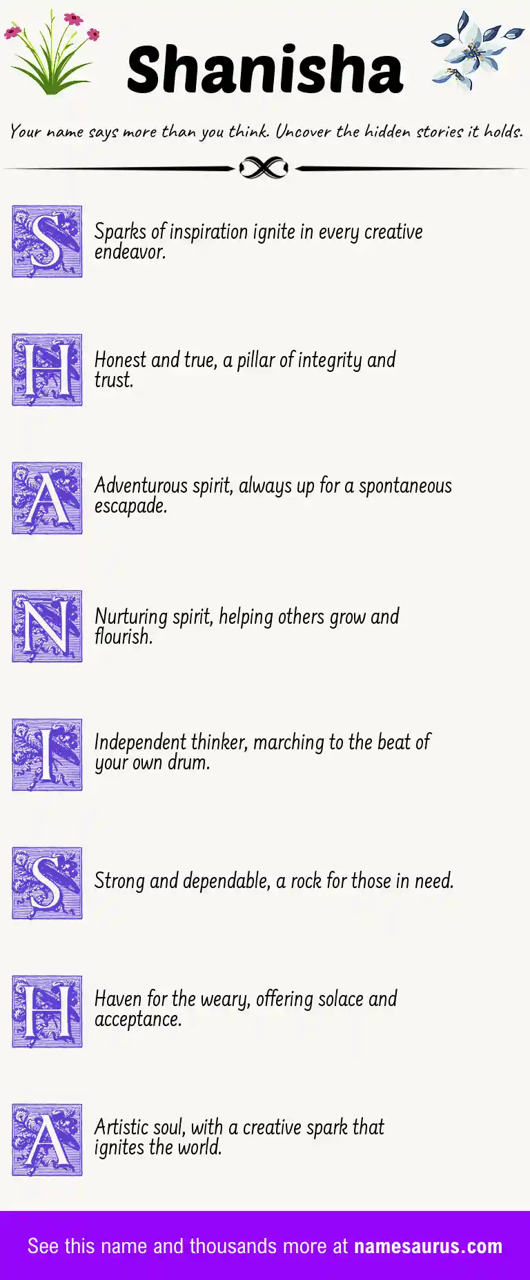 Acrostic poem about Shanisha.