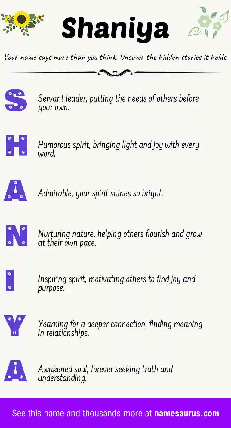 Acrostic poem about Shaniya.