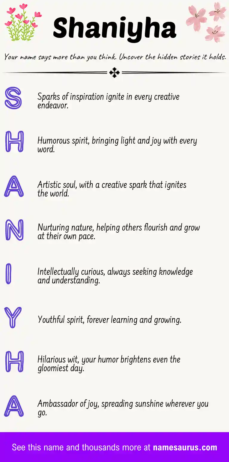 Acrostic poem about Shaniyha.