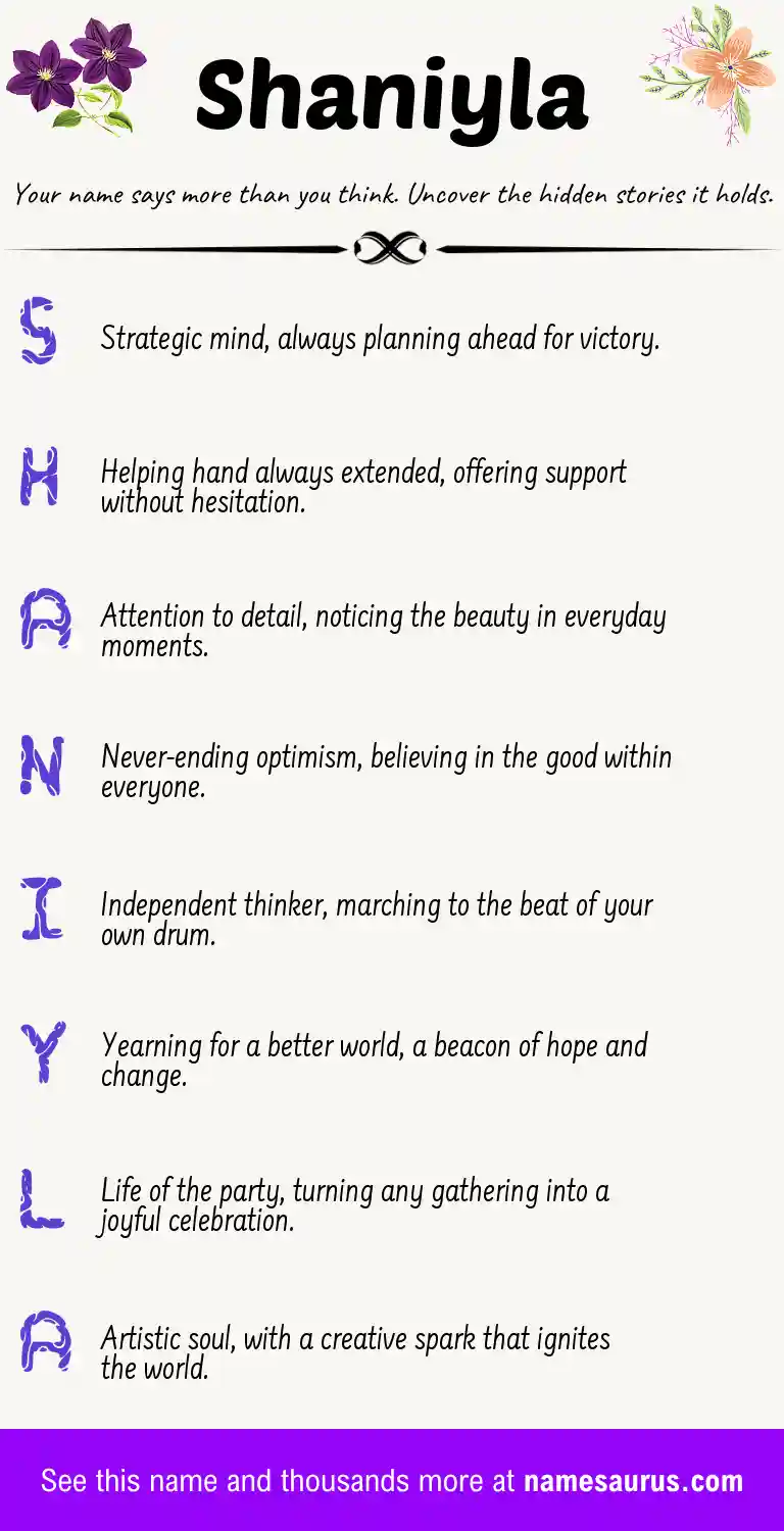 Acrostic poem about Shaniyla.