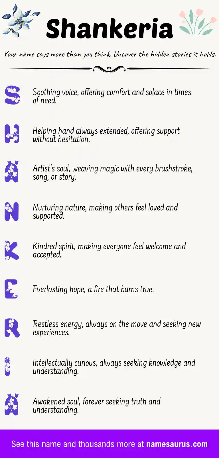 Acrostic poem about Shankeria.