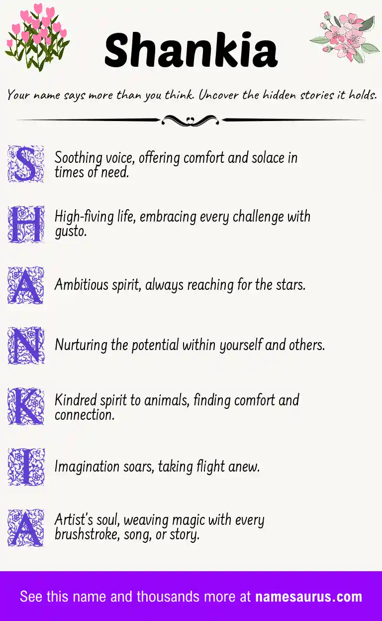 Acrostic poem about Shankia.
