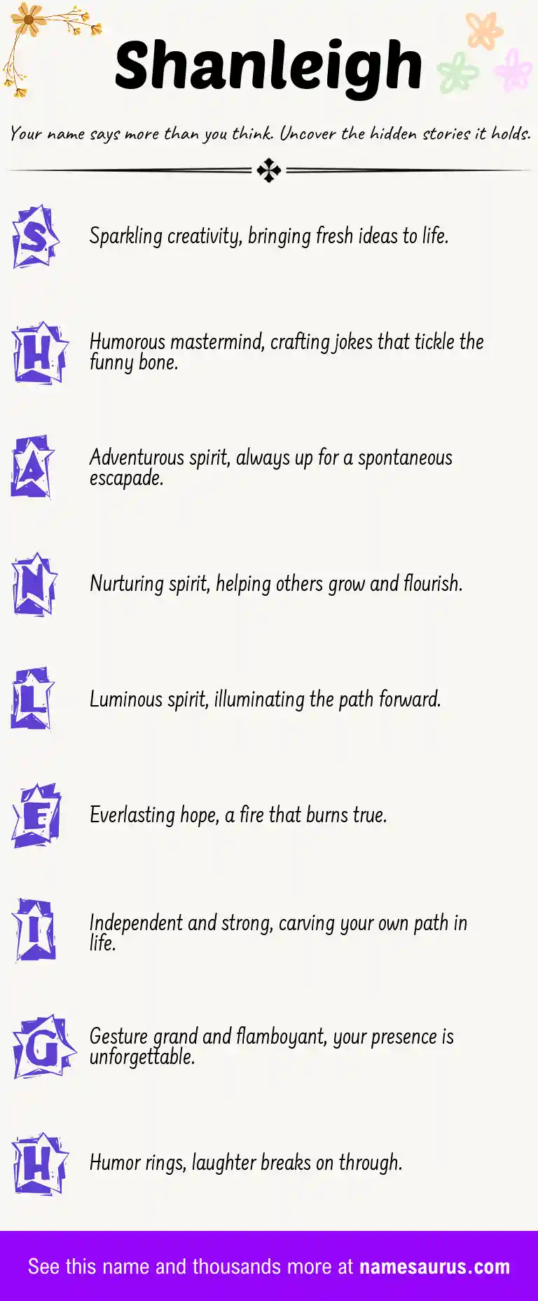 Acrostic poem about Shanleigh.