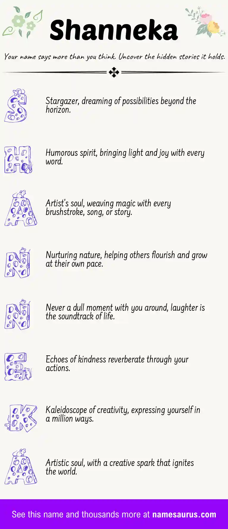 Acrostic poem about Shanneka.