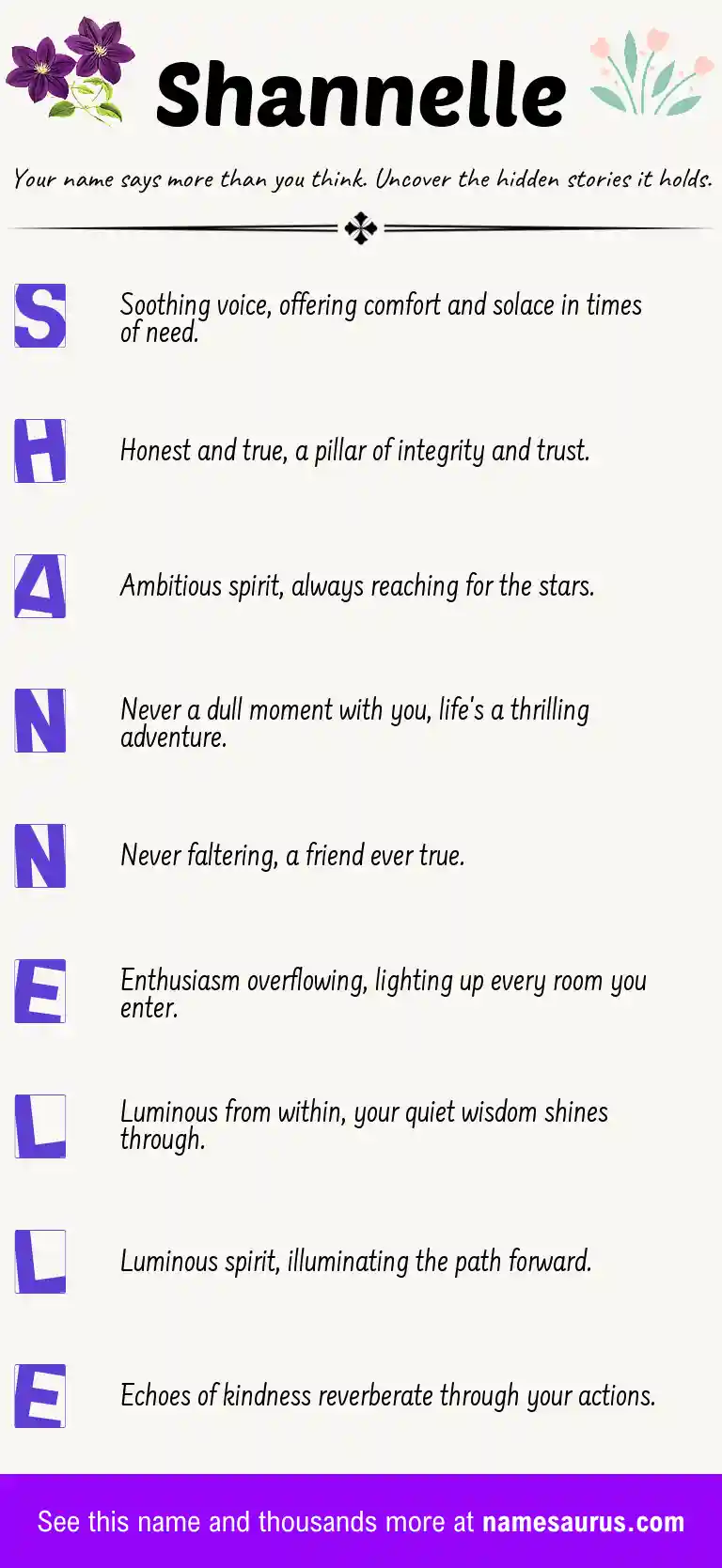 Acrostic poem about Shannelle.
