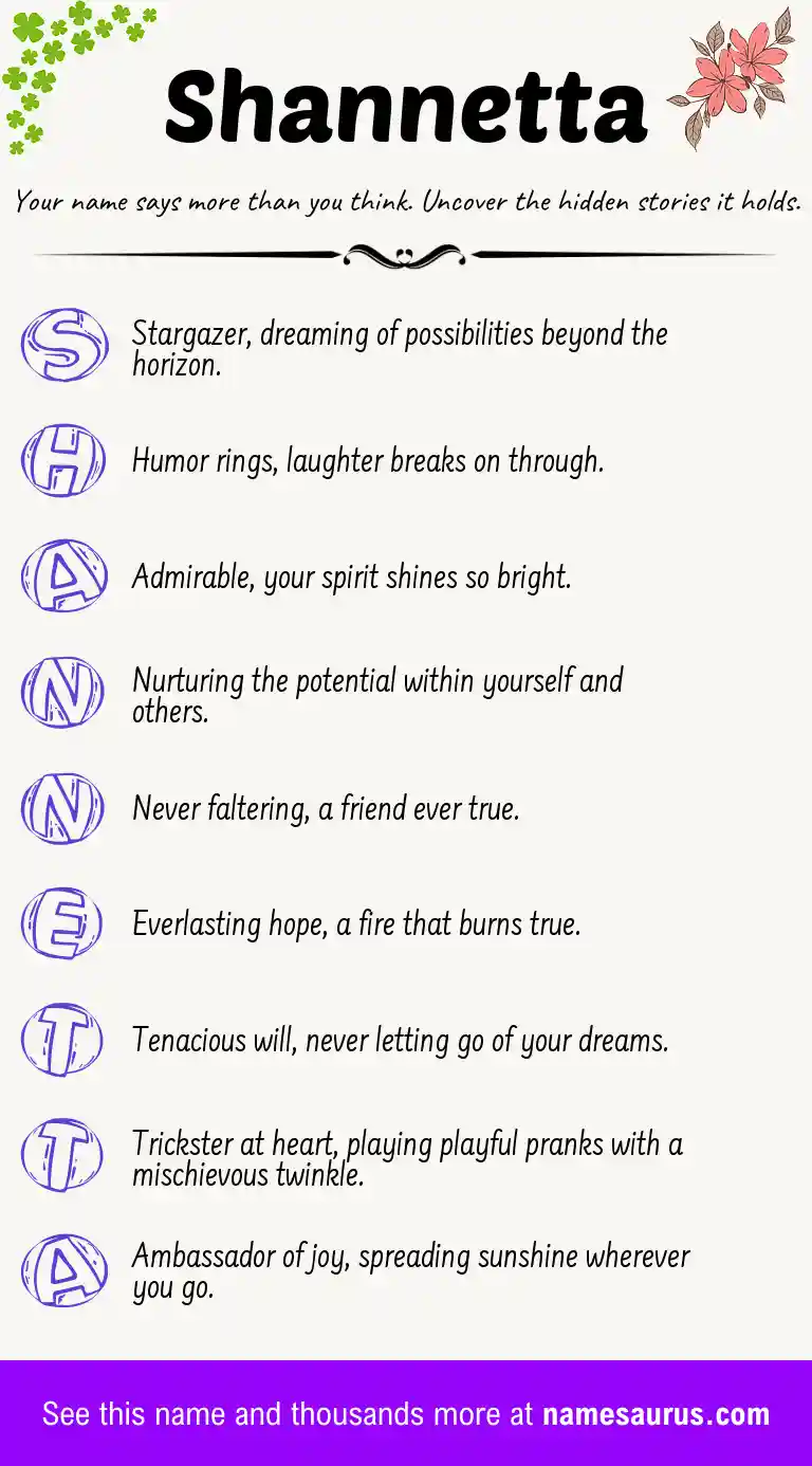 Acrostic poem about Shannetta.