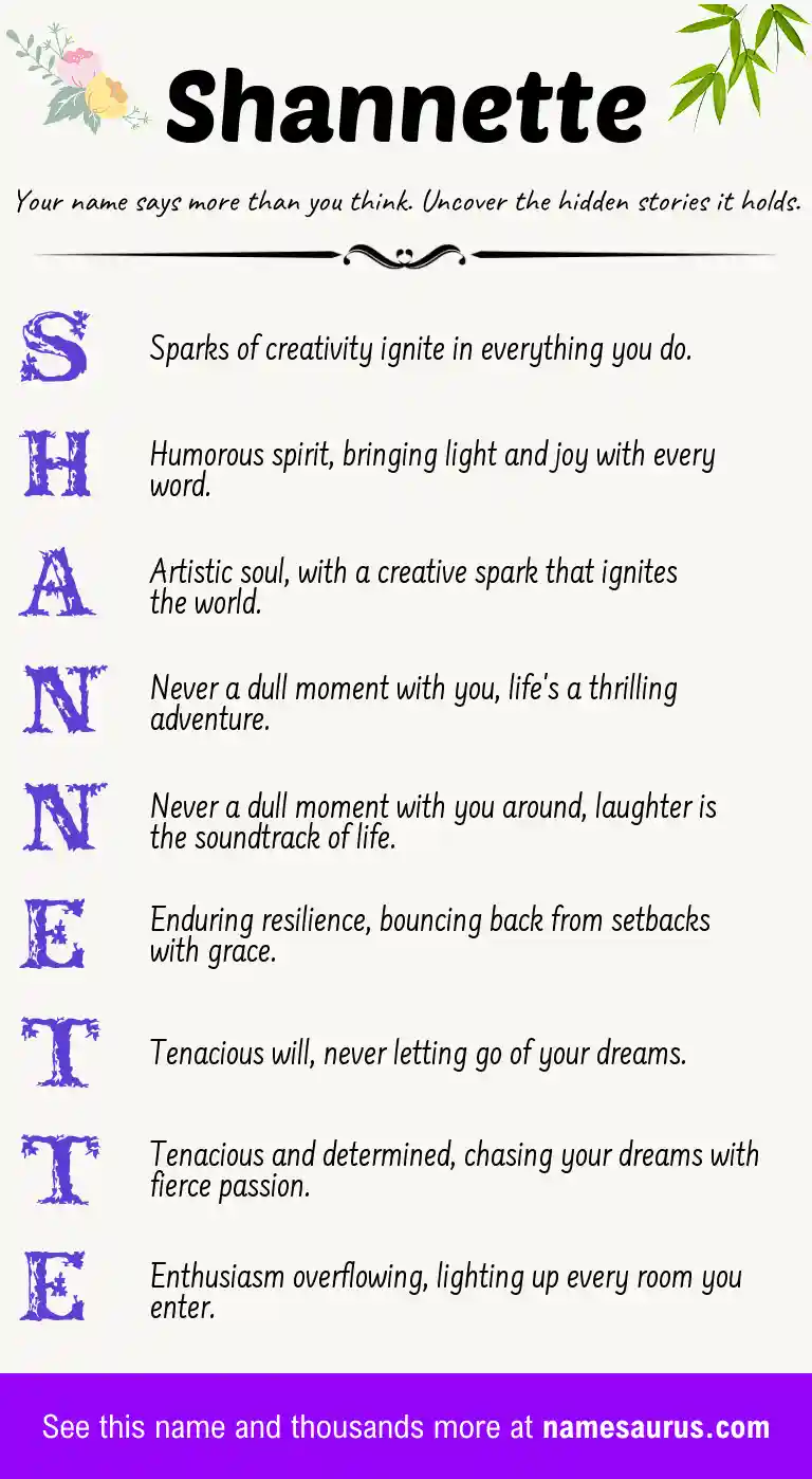 Acrostic poem about Shannette.