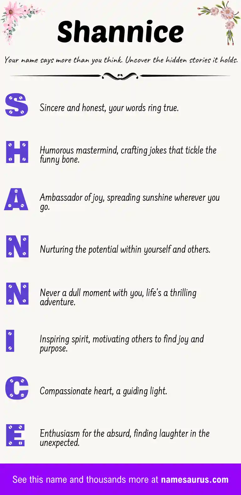 Acrostic poem about Shannice.