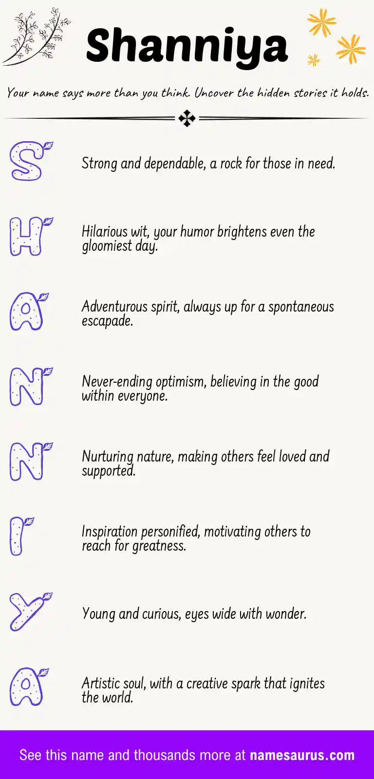 Acrostic poem about Shanniya.