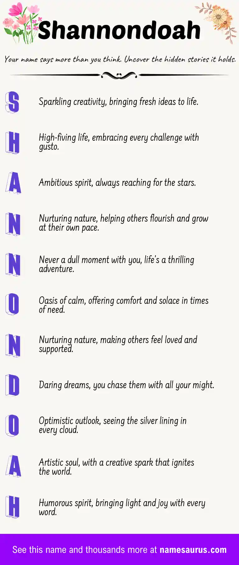 Acrostic poem about Shannondoah.
