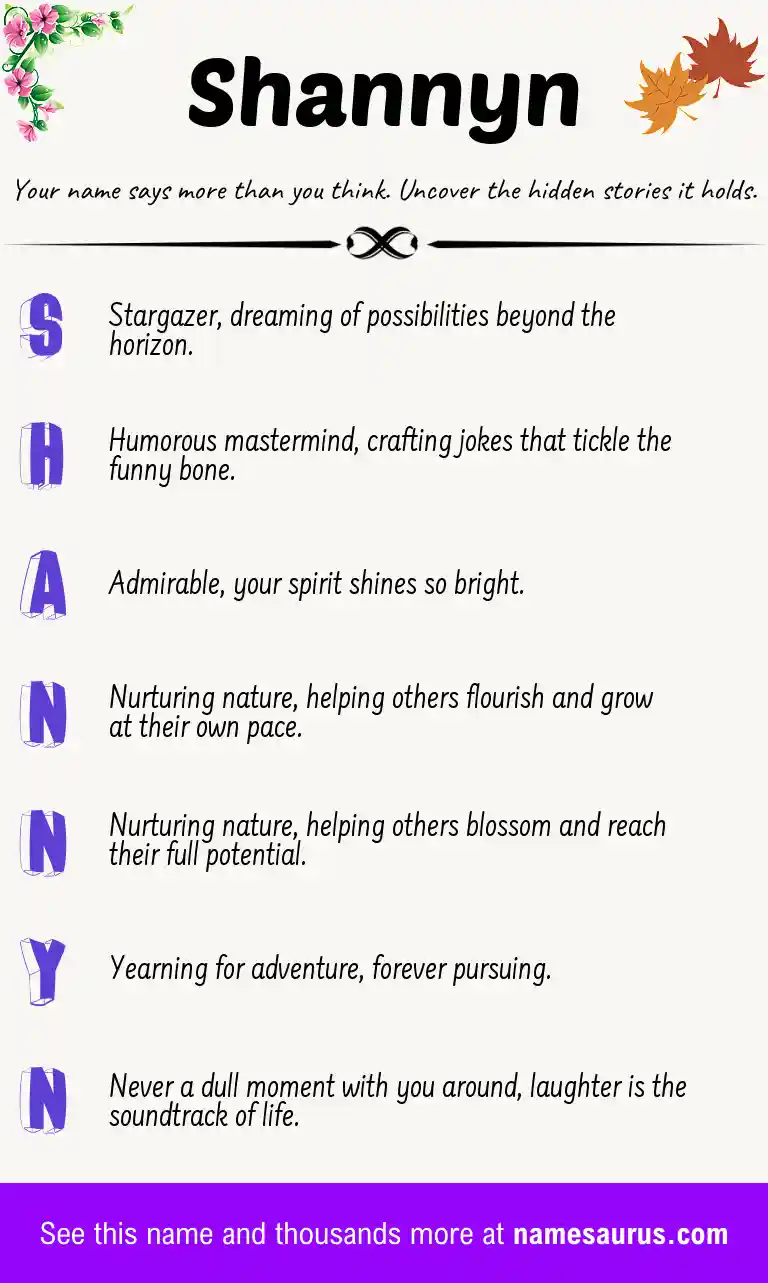 Acrostic poem about Shannyn.