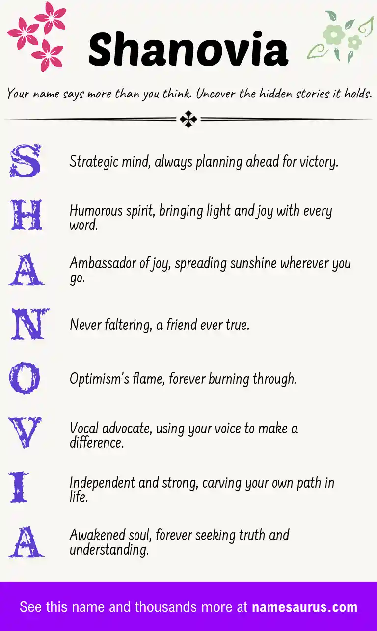 Acrostic poem about Shanovia.