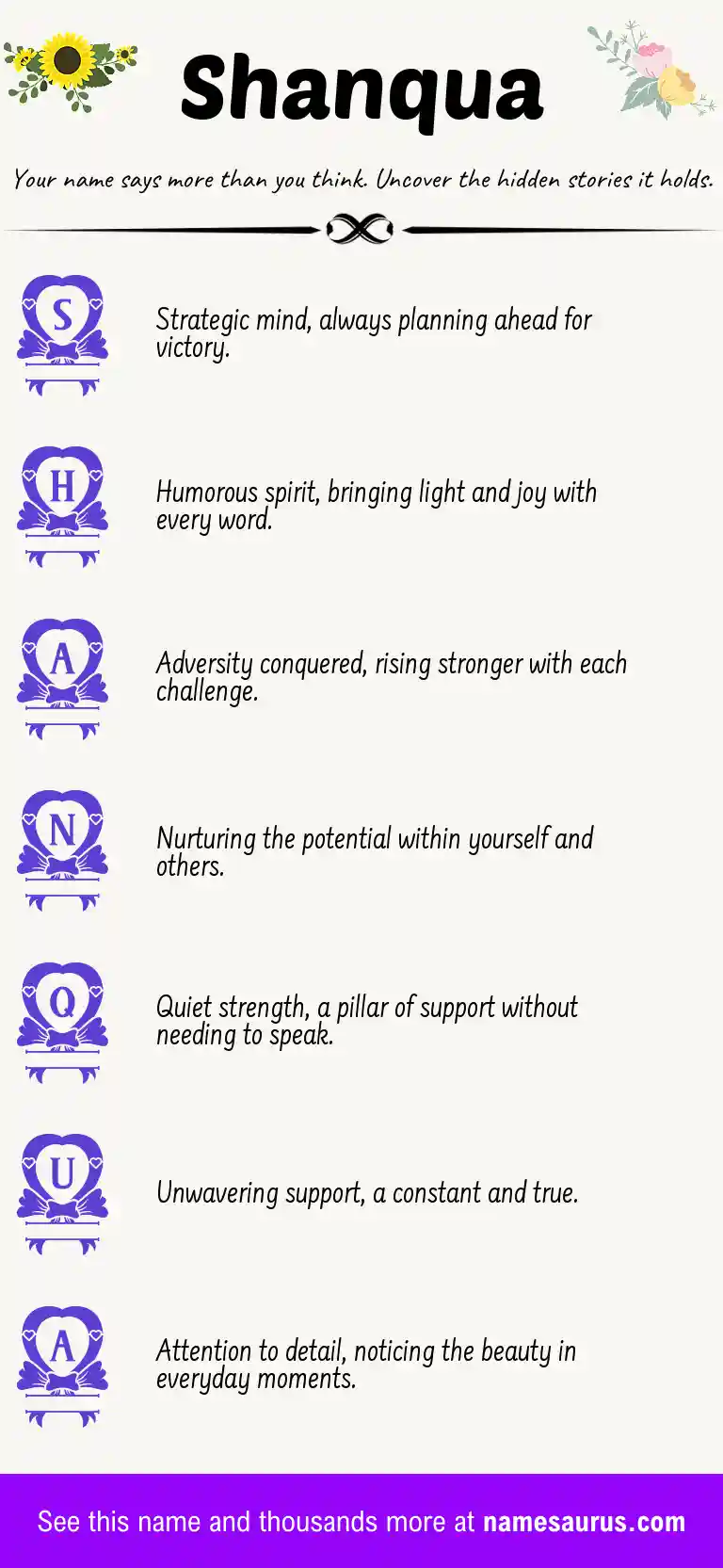 Acrostic poem about Shanqua.