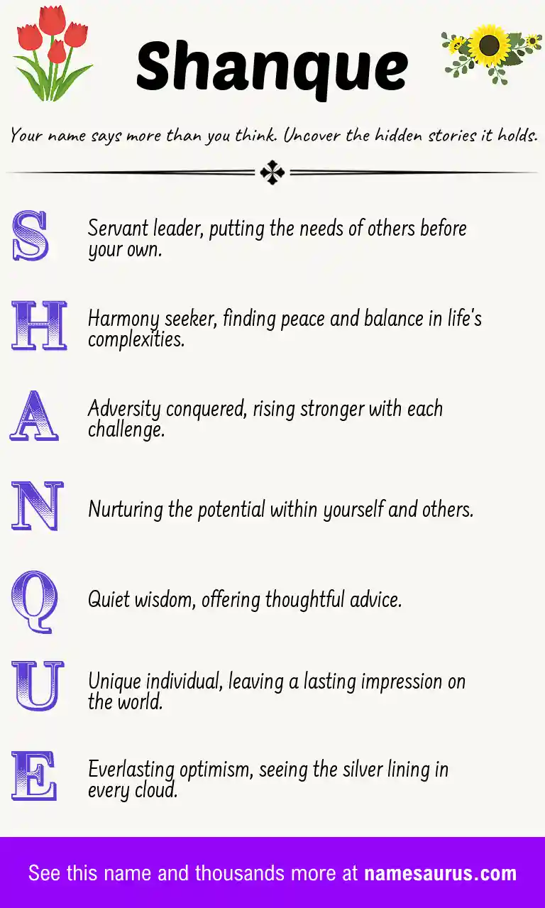 Acrostic poem about Shanque.